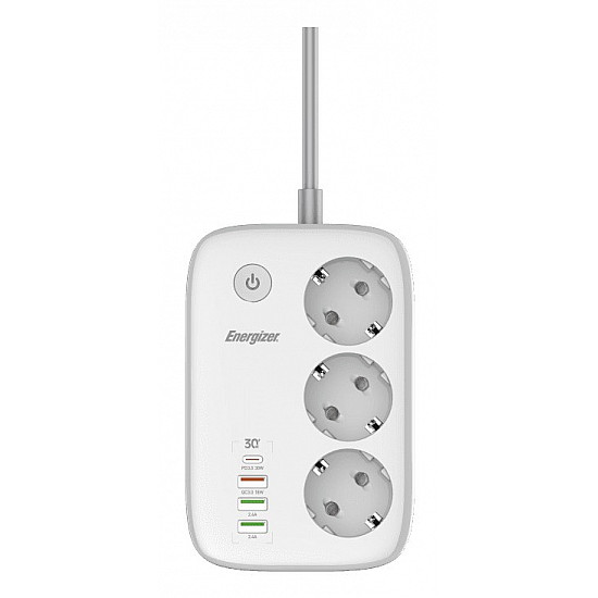 Energizer EPB2500W02EU power extension 2 m 3 AC outlet(s) Indoor White