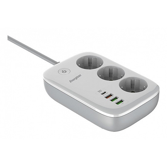 Energizer EPB2500W02EU power extension 2 m 3 AC outlet(s) Indoor White