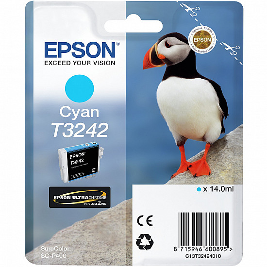 T3242 14 ml Cyan original ink cartridge for SureColor P400. SC-P400