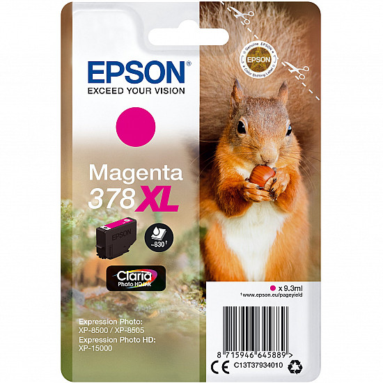 Squirrel Singlepack Magenta 378XL Claria Photo HD Ink, High XL Yield