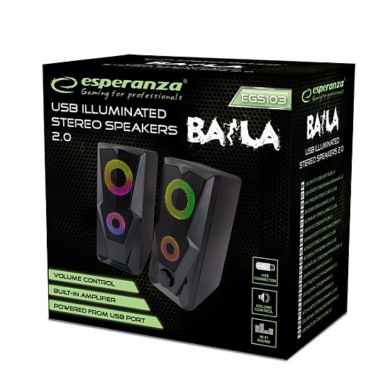 Esperanza Rainbow Baila RGB Speakers (Black)