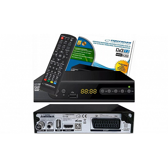Tuner cyfrowy Esperanza EV106R DVB-T/T2 H.265/HEVC