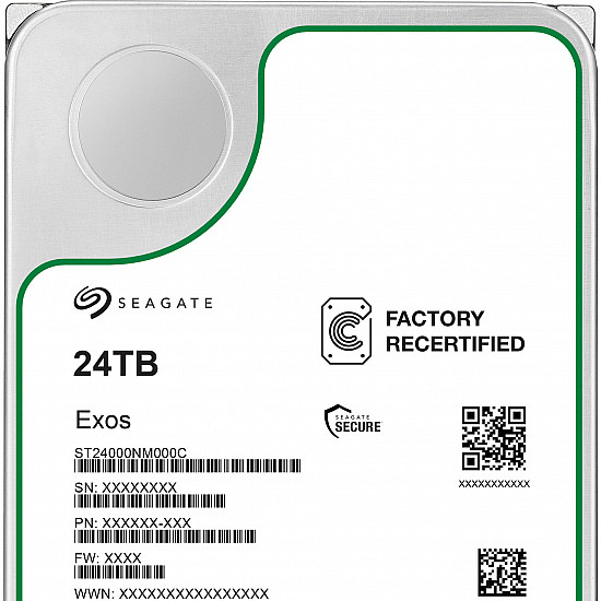 Seagate Recertified Exos ST24000NM000C 24TB 7.2K RPM SATA 6Gb/s 512e 3.5 Enterprise Hard Drive