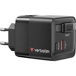 Verbatim Netzteil - GaN - 65 Watt - 3.25 A - PD 3.0, QC 3.0 (2 x USB-C, USB)