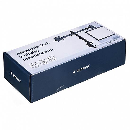 Adjustable desk 2-display mounting arm (rotate, tilt, swivel), 17 inches-32 inches, up to 9 kg