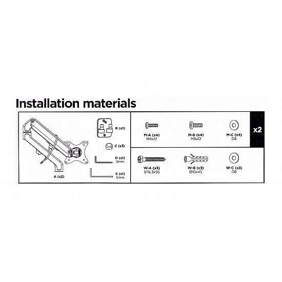 ADJUSTABLE FRAME FOR 2 MONITORS TO BE MOUNTED ON A WALL 17-27 100X100MM UP TO 7 KG