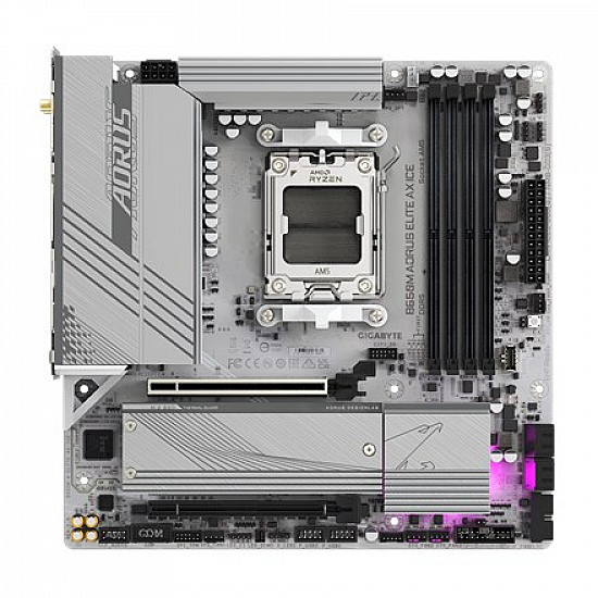 GIGABYTE B650M A ELITE AX ICE pagrindinė plokštė su DDR5, PCIe 5.0, WiFi 6E 2025