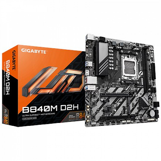 Gigabyte B840M D2H pagrindinė plokštė su DDR5, PCIe 4.0 mATX 2025