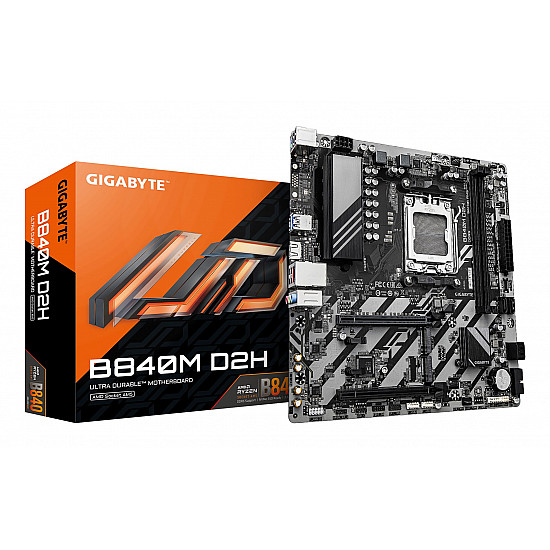 Gigabyte B840M D2H pagrindinė plokštė su DDR5, PCIe 4.0 mATX 2025