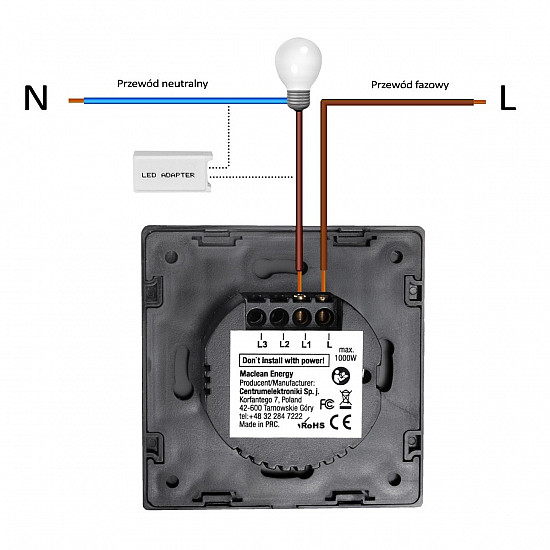 Glass Touch Light Switch Maclean MCE704B