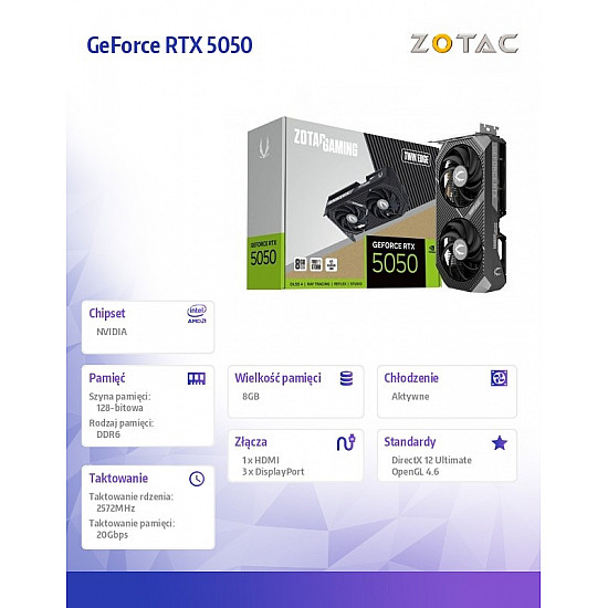 GeForce RTX 5050 Twin Edge 8GB, Grafikkarte DLSS 4, 3x DisplayPort, 1x HDMI 2.1