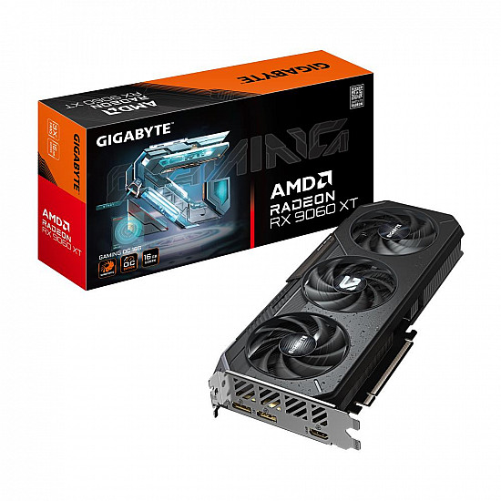 GIGABYTE Radeon RX 9060 XT GAMING OC 16G Graphics Card - 16GB GDDR6, 128bit, PCI-E 5.0, 3320 MHz Core Clock, 2 x DisplayPort, 1 x HDMI, GV-R9060XTGAMING OC-16GD