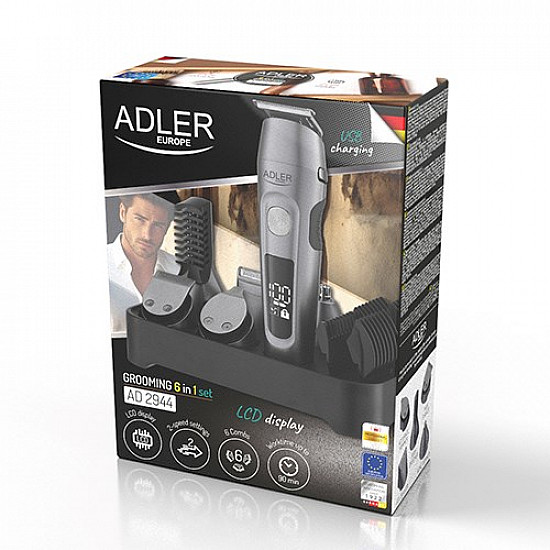 Adler Grooming 6 in 1 Set AD 2944 Cordless Number of length steps 6 Stainless Steel/Black