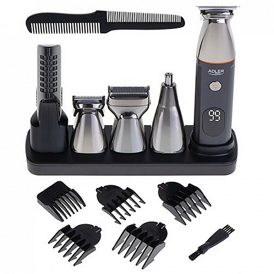 Adler 5in1 Men’s Grooming Kit AD 2946 Cordless Number of length steps 4 Black/Stainless Steel