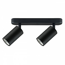 Wall and ceiling light, spotlight, movable, aluminium, 2xGU10, 55x100 mm, black matt, MCE452 B
