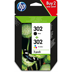302 2-pack black-cyan-magenta-yellow original printer cartridges, standard yield, ink