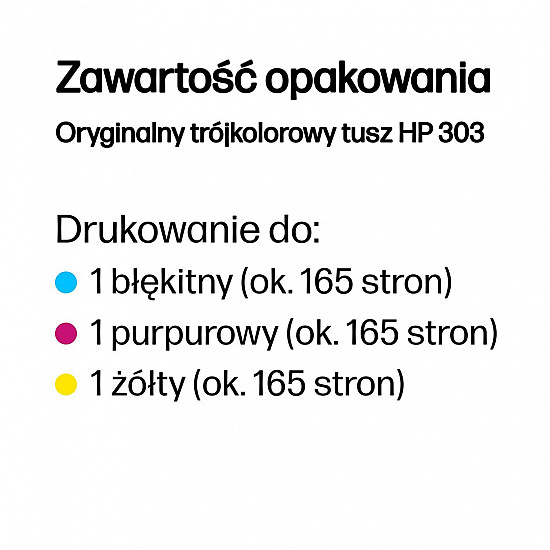 303 Cyan-Magenta-Yellow Original printer cartridge, standard yield, ink base, 4 ml, 16