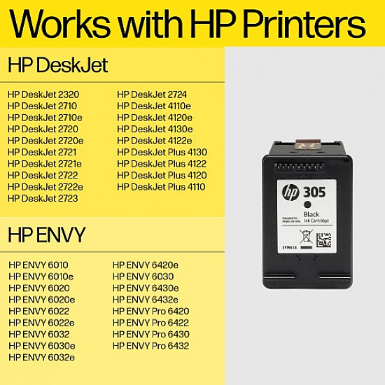 HP 305 Tri-Color Ink Cartridges, 100 pages, for HP DeskJet 2300, 2710, 2720, Plus 4100