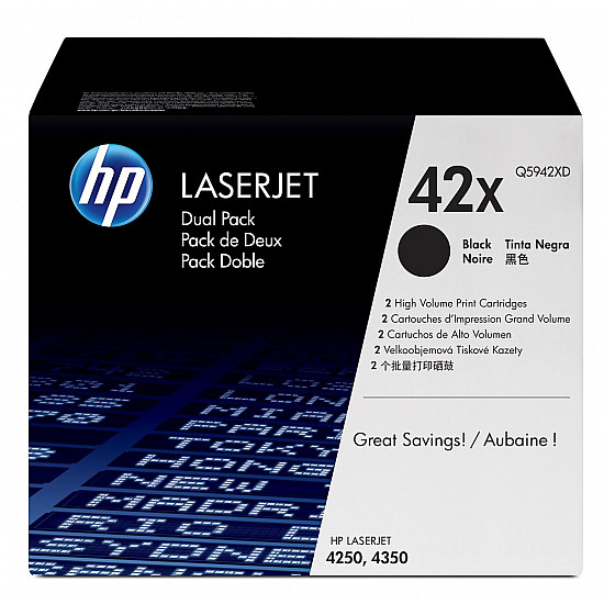 42X 2-pack black Original LaserJet high-yield toner cartridges, 6000 pages, black