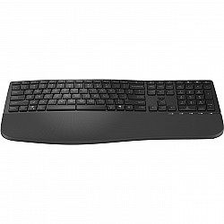 HP 685 Comfort Wireless Bluetooth Wave-Like Keyboard w/Palm Rest - Dual Mode, Sanitizable, Programmable, Adjustable Angles, Tilt - Black - US ENG