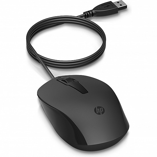 150 Wired Mouse, Ambidextrous, Optical, USB Type-A, 1600 DPI, Black
