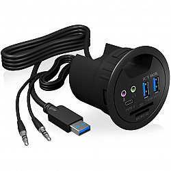 HUB Tisch-Hub mit 2 Kartenlesern. Audio Ein-/Ausgang. Ladefunktion und LED ICY BOX