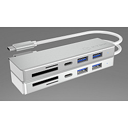 Dockingstation ICY BOX USB-C 2xUSB3.0 SuperSpeed 1x USB-C 1xCardReader microSD/SD Silver