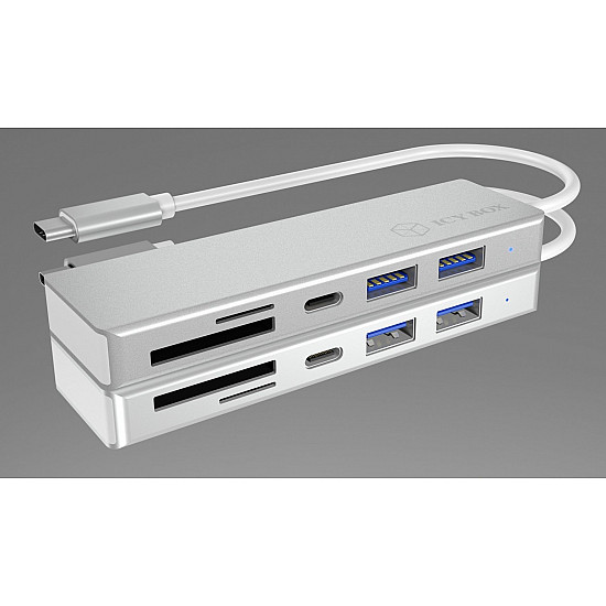 Dockingstation ICY BOX USB-C 2xUSB3.0 SuperSpeed 1x USB-C 1xCardReader microSD/SD Silver