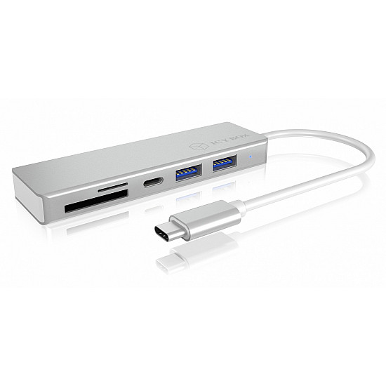 Dockingstation ICY BOX USB-C 2xUSB3.0 SuperSpeed 1x USB-C 1xCardReader microSD/SD Silver