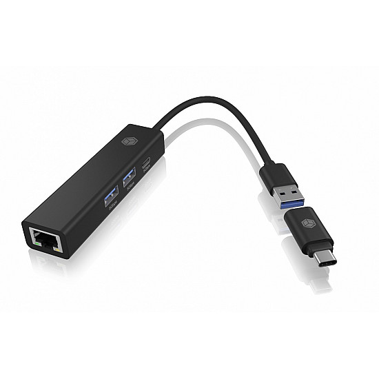 Hub IB-HUB1439-LAN 4w1 HUB, 1x USB-C, 2xUSB-A, 1x LAN