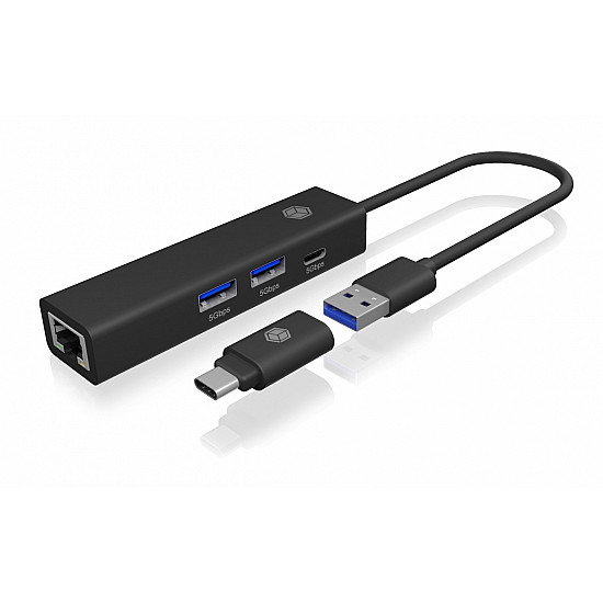Hub IB-HUB1439-LAN 4w1 HUB, 1x USB-C, 2xUSB-A, 1x LAN