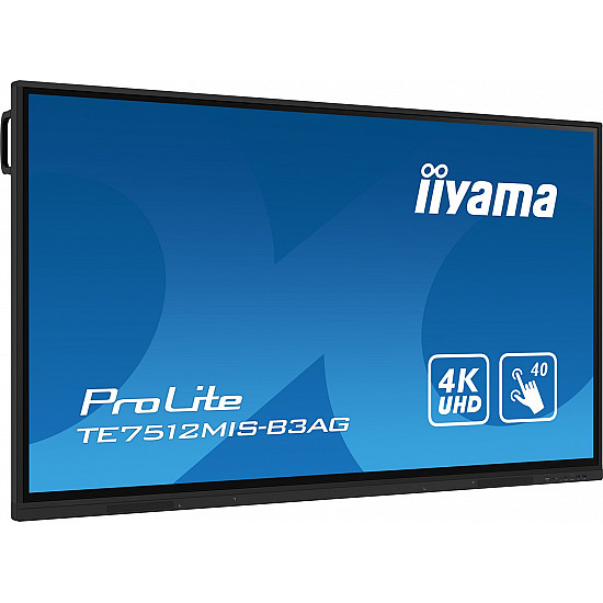 iiyama TE7512MIS-B3AG Signage Display Kiosk design 190.5 cm (75) LCD Wi-Fi 400 cd/m² 4K Ultra HD Black Touchscreen Built-in processor Android 11 24/7