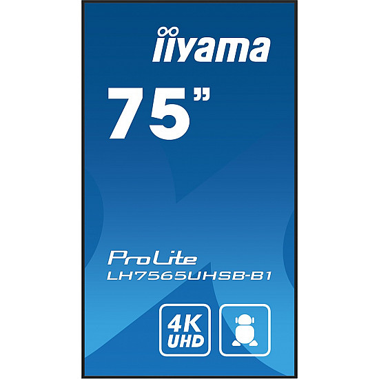 190cm/75 (3840x2160) iiyama ProLite LH7565UHSB-B1 16:9 4K UHD IPS Touch 8ms 60Hz 24/7 2xHDMI DP LAN WIFI Speaker Black