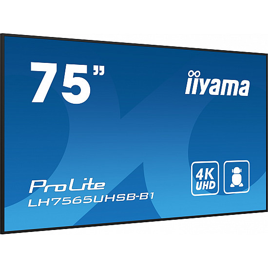 190cm/75 (3840x2160) iiyama ProLite LH7565UHSB-B1 16:9 4K UHD IPS Touch 8ms 60Hz 24/7 2xHDMI DP LAN WIFI Speaker Black