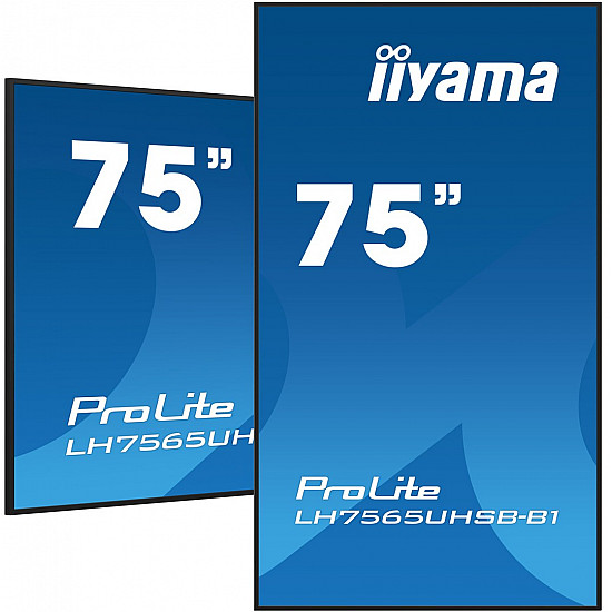 190cm/75 (3840x2160) iiyama ProLite LH7565UHSB-B1 16:9 4K UHD IPS Touch 8ms 60Hz 24/7 2xHDMI DP LAN WIFI Speaker Black
