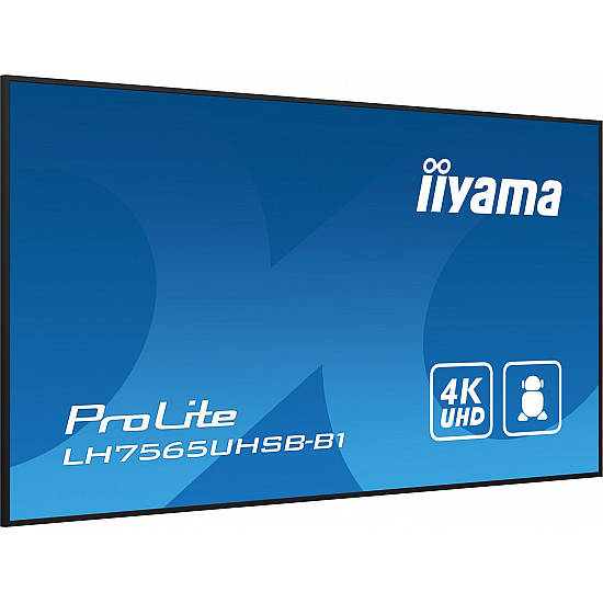 190cm/75 (3840x2160) iiyama ProLite LH7565UHSB-B1 16:9 4K UHD IPS Touch 8ms 60Hz 24/7 2xHDMI DP LAN WIFI Speaker Black