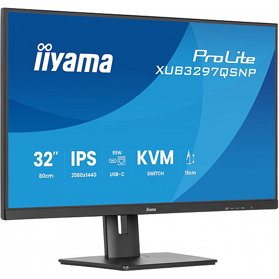 ProLite XUB3297QSNP-B1, LED-Monitor 80 cm (32 Zoll), schwarz (matt), WQHD, IPS, USB-C-Dock, KVM-Switch, RJ45, 100Hz Panel