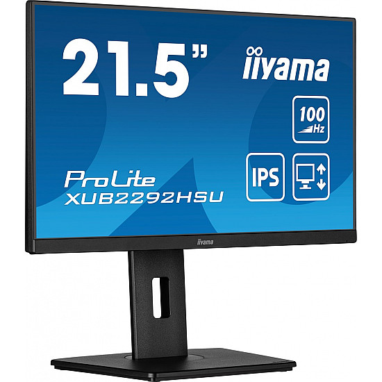 55,9cm/22 (1920x1080) Iiyama ProLite XUB2292HSU-B6 16:9 FHD IPS 0,4ms 100Hz HDMI DP USB Speaker Pivot Black