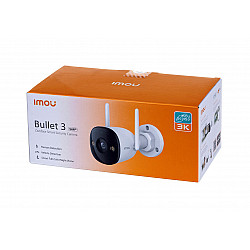 Imou Bullet 3, Smart full color night vision Wi-Fi IP camera, 5MP, 1/3 progressive CMOS, H.265/H.264, 30fps@1620, 2.8mm lens, FOV 94°, IR up to 30m, 8x digital zoom, 1x RJ45, micro SD up to 256GB, Built-in Mic & Speaker, 110dB Siren and spotlight