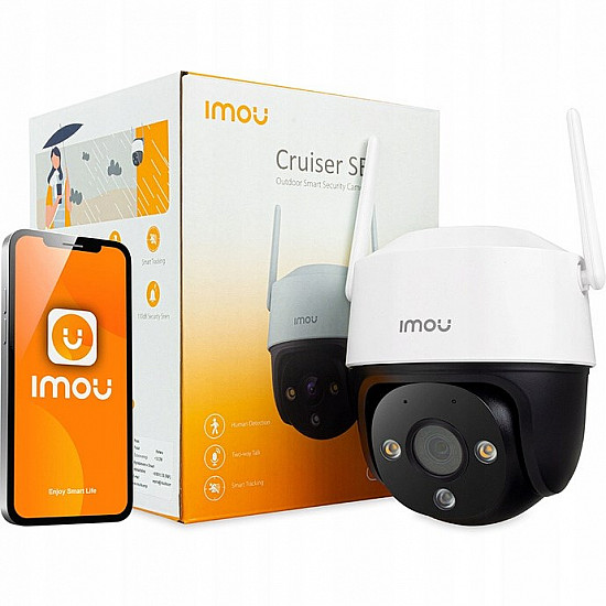 Imou Cruiser SE+, full color night vision Wi-Fi PT camera 5MP, rotation 355° pan & 90° Tilt, 1/3 progressive CMOS, H.265, 3.6mm Fixed lens, field of view: 79°, Night Vision up to 30m, 8x Digital Zoom, 1x RJ45, Mic&Speaker, 110dB Siren, IP66