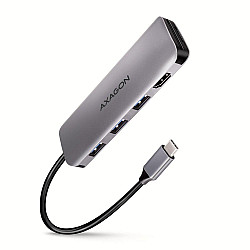 Axagon Multi port USB 3.2 Gen 1 hub. HDMI, card reader and three USB-A outputs. Cable USB-C 20 cm.