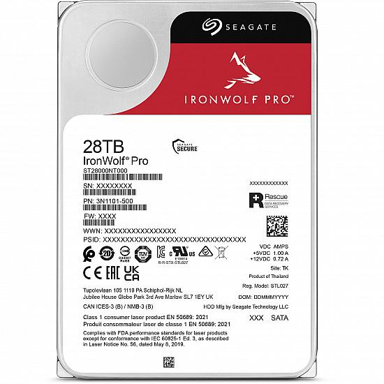SEAGATE Ironwolf PRO Enterprise NAS HDD 28TB 7200rpm 6Gb/s SATA 256MB cache 8.9cm 3.5inch 24x7 for NAS RAID Rackmount systems BL