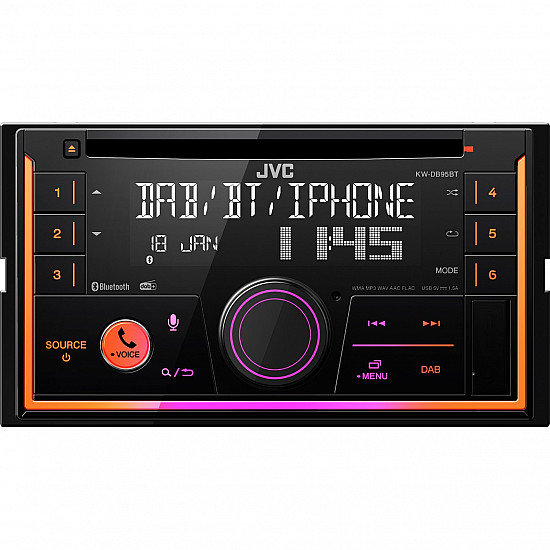 KW-DB95BT, black, 2 DIN, 200 W, 7.1 channels, 50 W, CD, CD-R, CD-RW