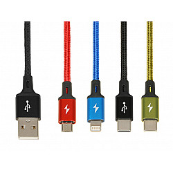 IBOX USB MULTI 4 IN 1 CABLE: 2X USB-C MICRO USB LIGTNING - COLOR CABLE