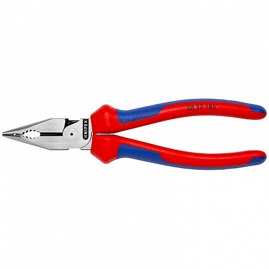 08 22 185, needle nose pliers, 1.3 cm, 61 HRC, blue, red, 55 mm, 185 mm