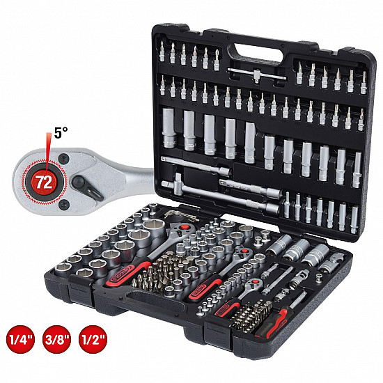 0S Tools 1/4 +3/8 +1/2 Socket Wrench-Set 179-pieces 917.0779
