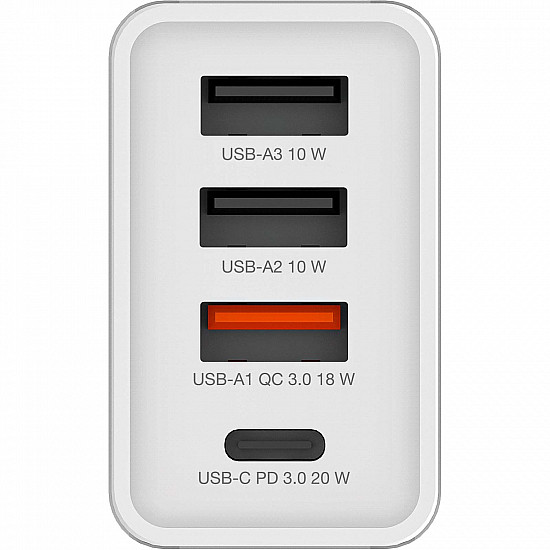 Verbatim Netzteil - 30 Watt - 5 A - PD 3.0, QC 3.0 - 4 Ausgabeanschlussstellen (24 pin USB-C, 3 x USB Typ A)
