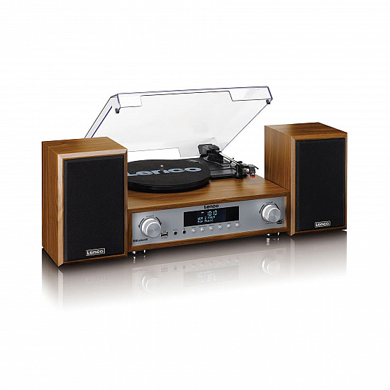 Lenco HiFi Stereo system with Record Player, DAB+/FM radio, and Bluetooth MC-160WD Stereo system USB port AUX in