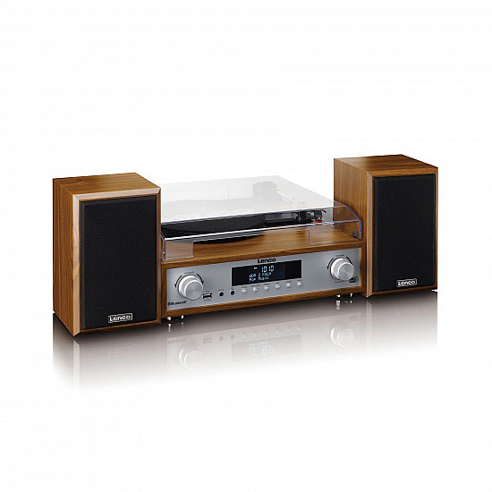 Lenco HiFi Stereo system with Record Player, DAB+/FM radio, and Bluetooth MC-160WD Stereo system USB port AUX in