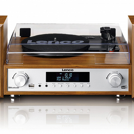 Lenco HiFi Stereo system with Record Player, DAB+/FM radio, and Bluetooth MC-160WD Stereo system USB port AUX in